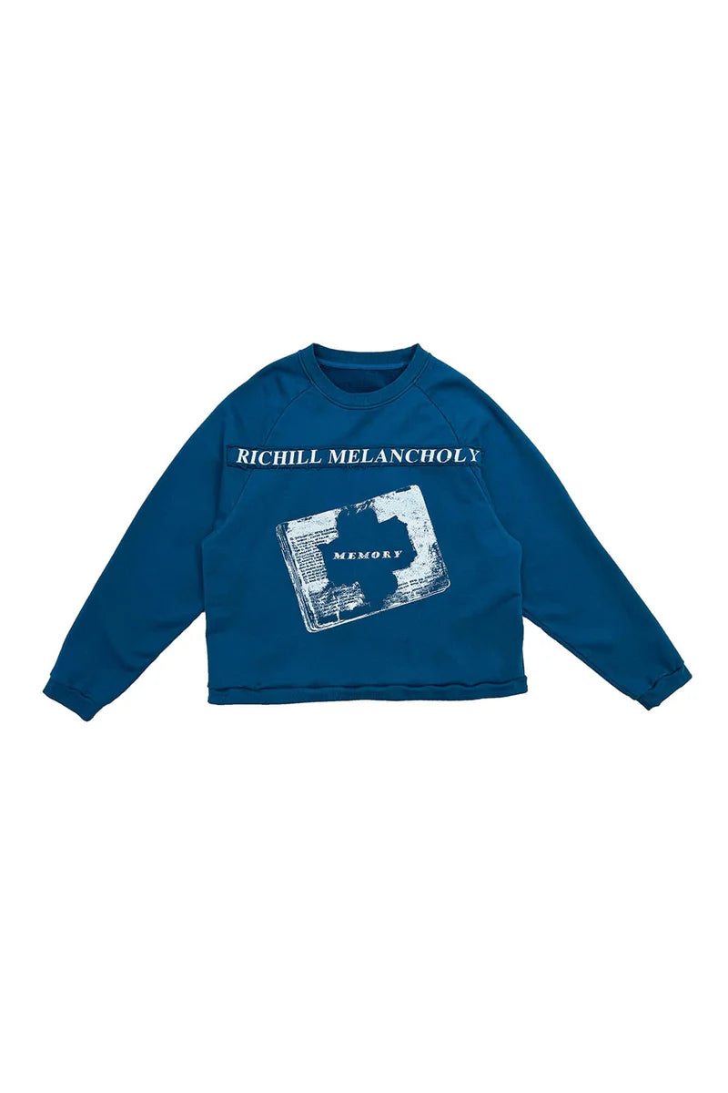 Richill Melancholy Bible Patch Blue Crewneck Sweatshirt
