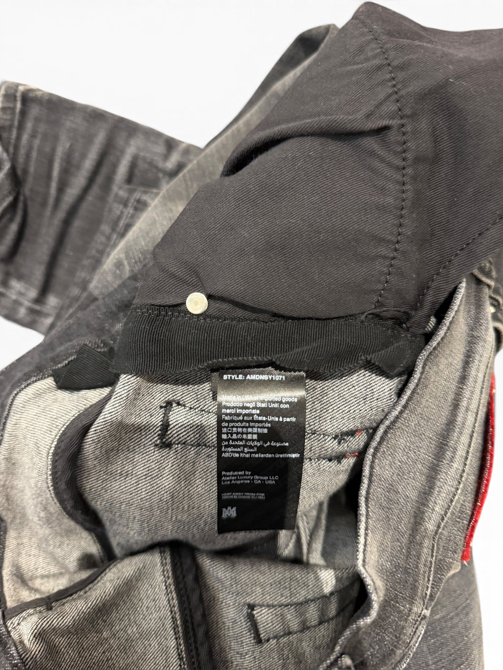 Amiri MX1 Red Lurex Patch Grey Jeans