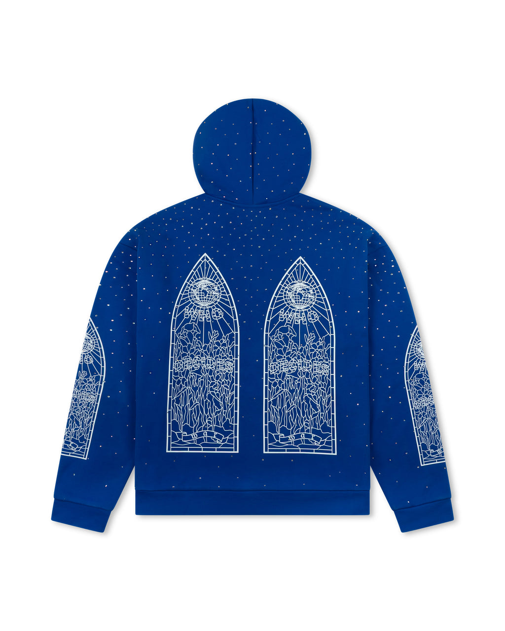 Who Decides War Rhinestone Blue Hooded Pullover