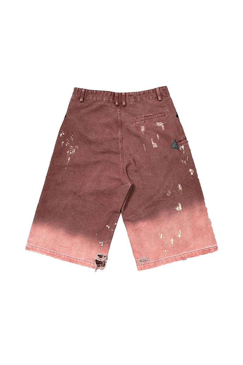 Richill Melancholy Distressed Denim Burgundy Shorts