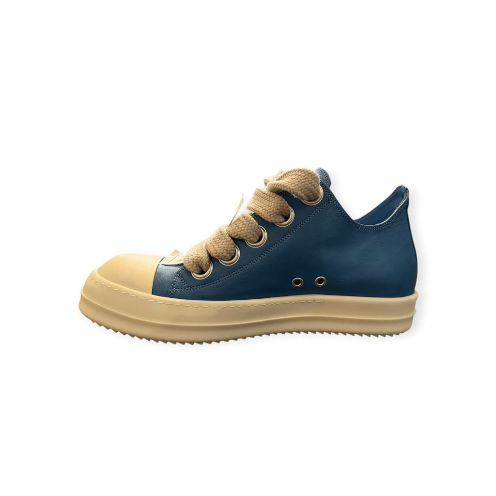 Rick Owens Leather Blue Low Jumbo Lace Sneaker