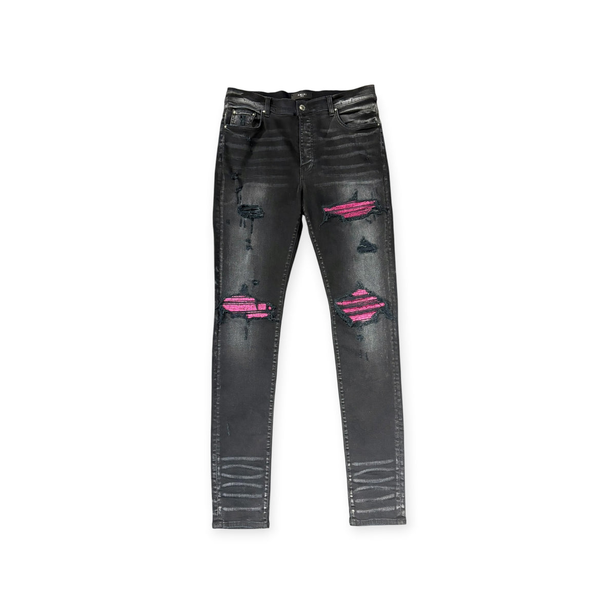 Amiri Pink Patch MX1 Black Jeans