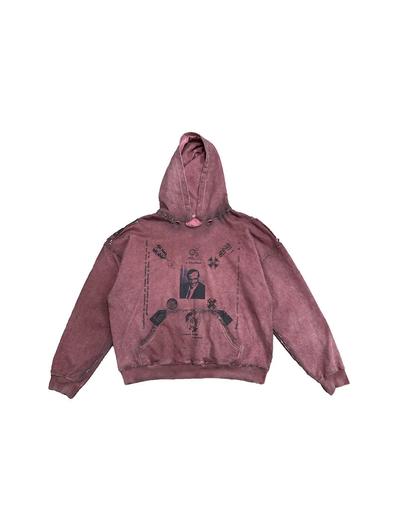 Richill Melancholy Nationalist Studded Burgundy Hoodie