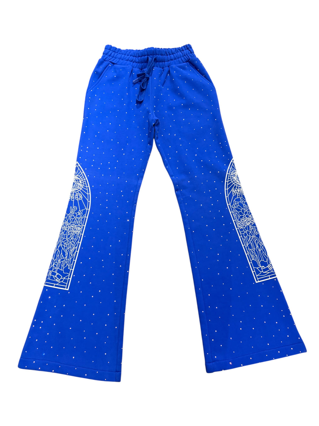 Who Decides War Rhinestone Blue Sweatpants