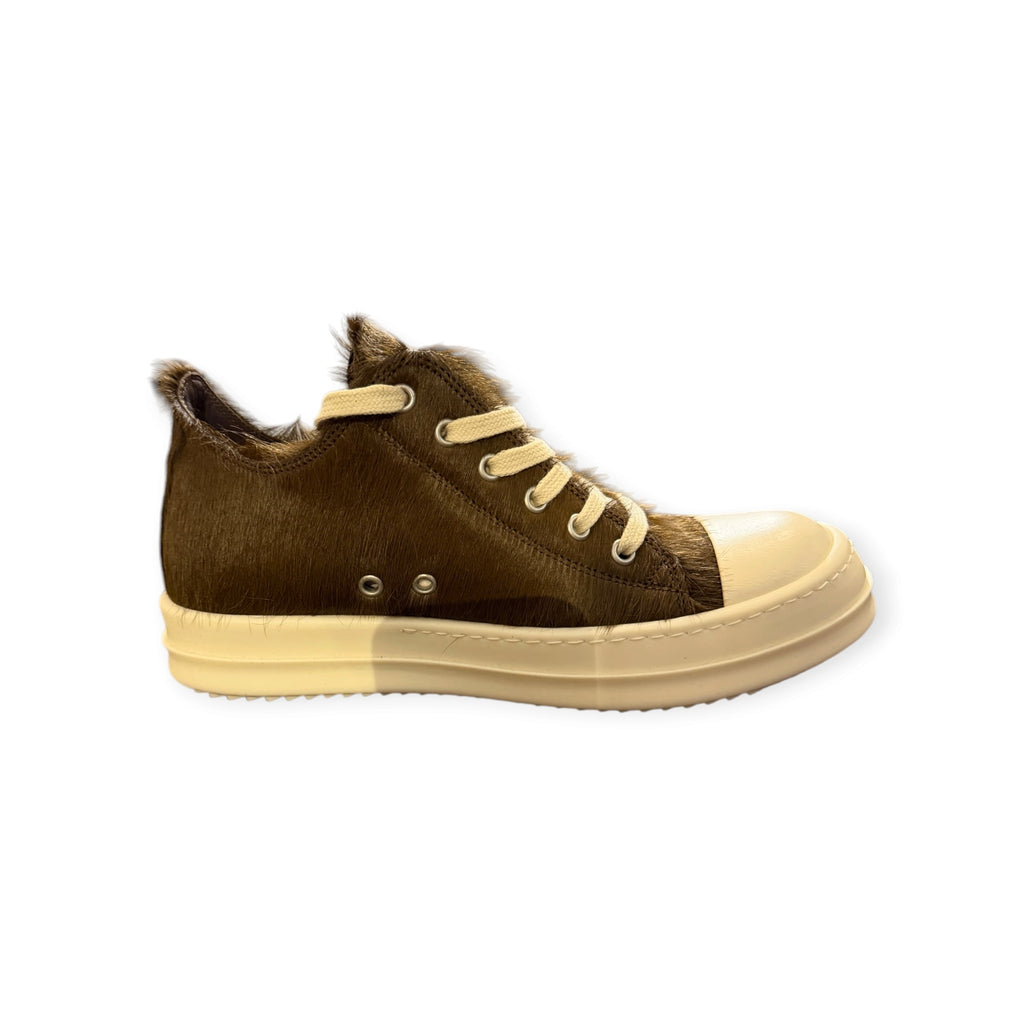 Rick Owens Low Ramon Brown Fur Sneakers