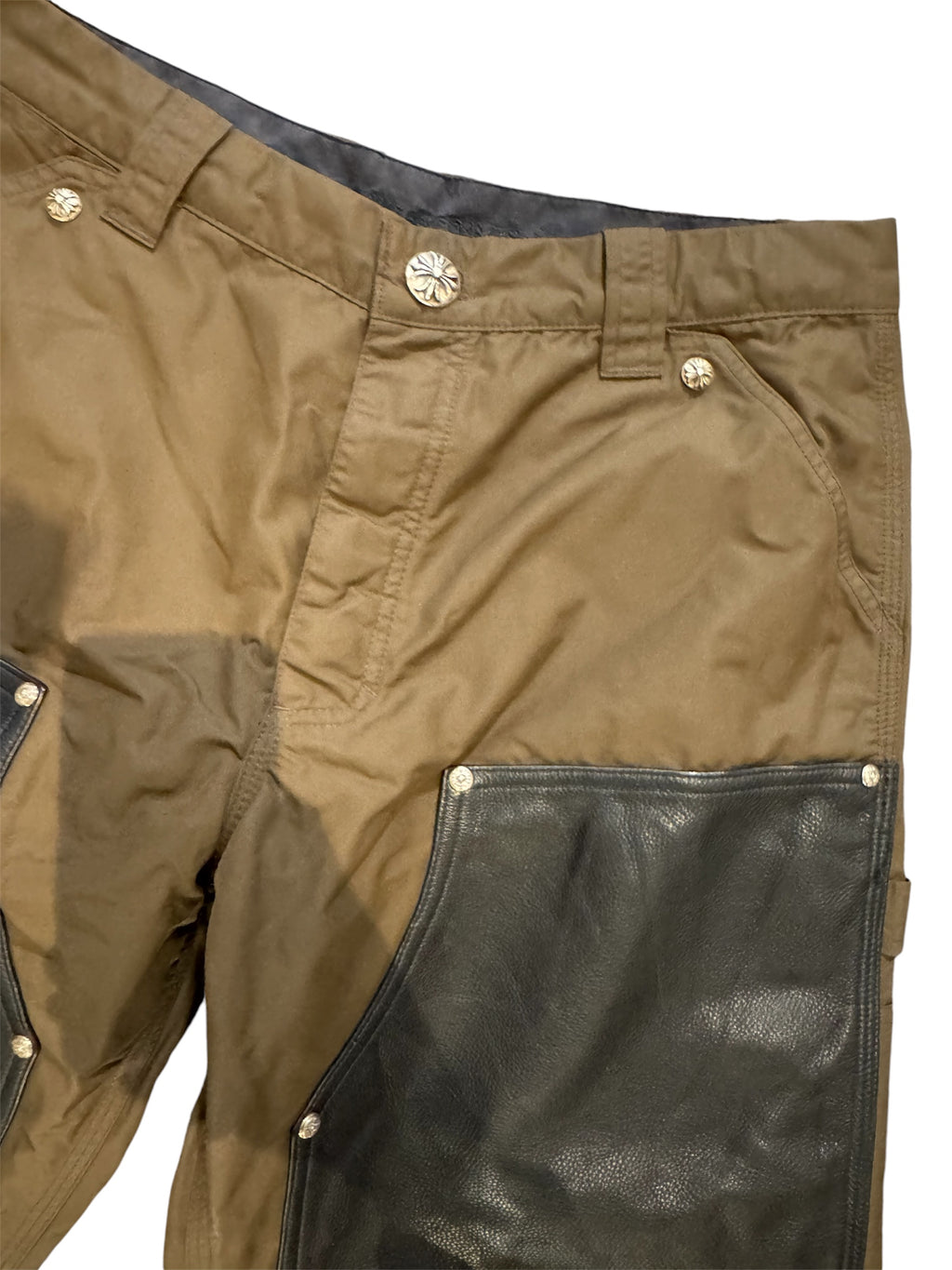 Chrome Hearts Leather Patch Brown Carpenter Pants