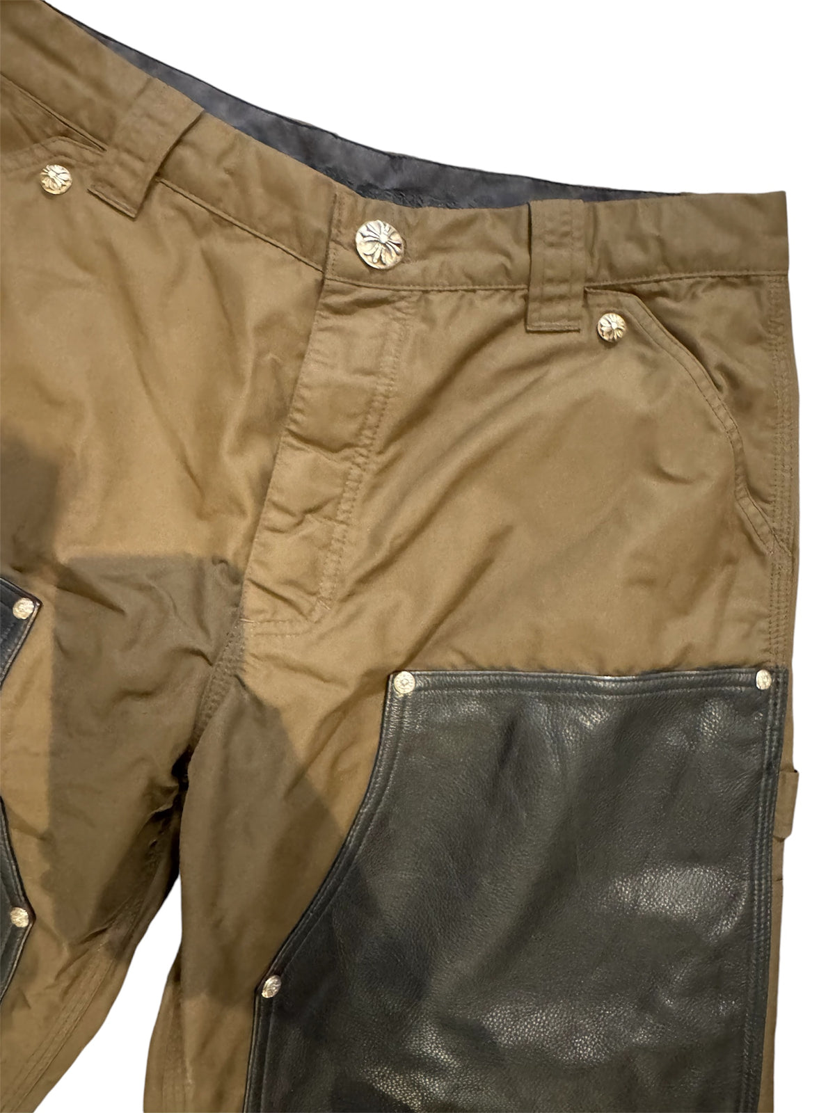 Chrome Hearts Leather Patch Brown Carpenter Pants