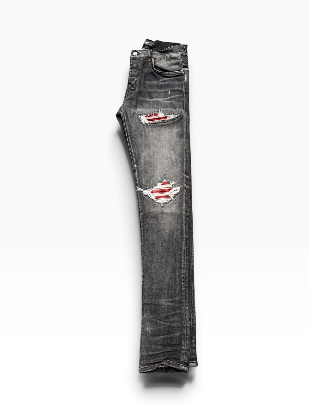 Amiri MX1 Red Lurex Patch Grey Jeans