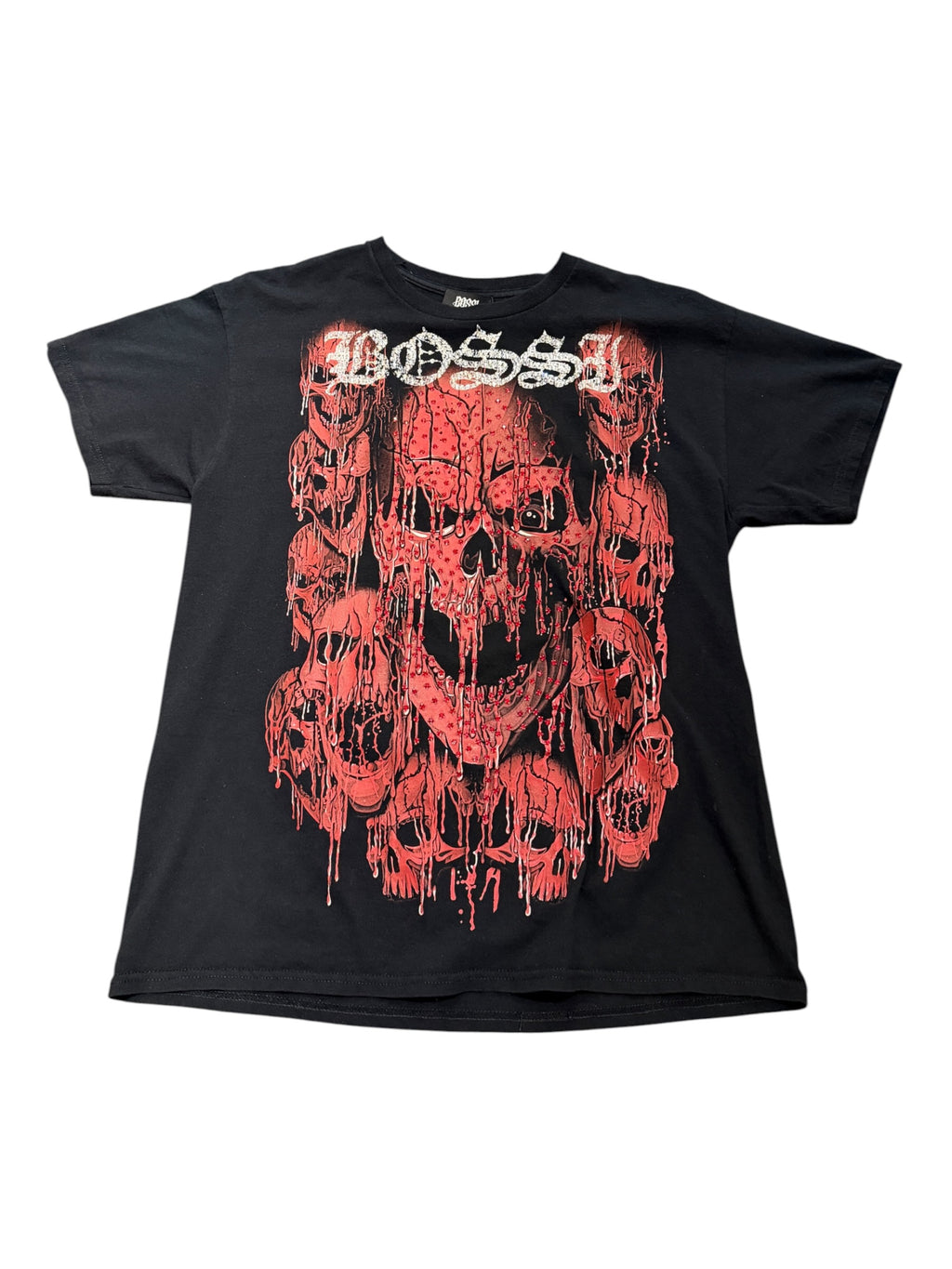 Bossi Red Skull Fire Rhinestone Tee