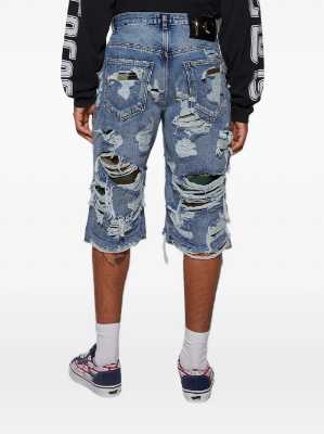 Thug Club Distressed Camo Blue Jean Shorts