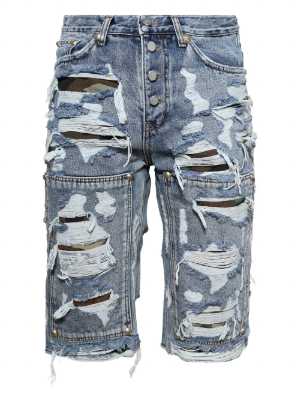 Thug Club Distressed Camo Blue Jean Shorts