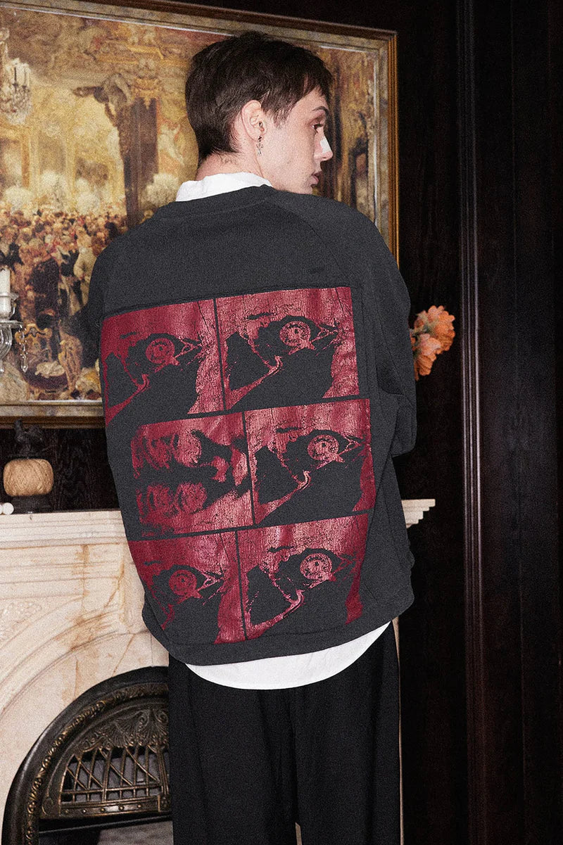 Richill Melancholy Bible Patch Black Crewneck Sweatshirt