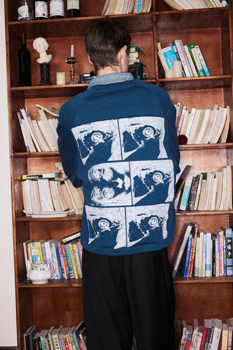 Richill Melancholy Bible Patch Blue Crewneck Sweatshirt
