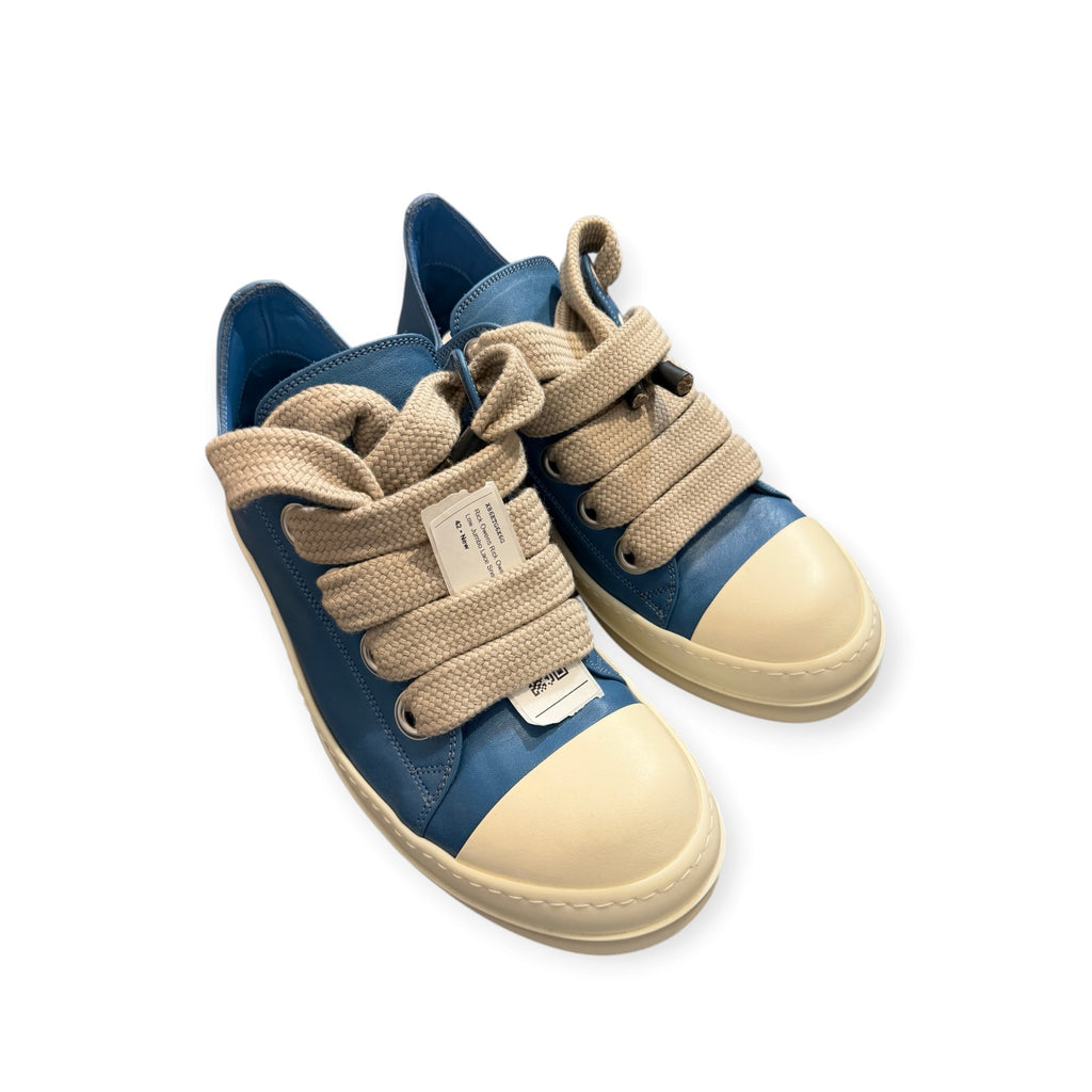 Rick Owens Leather Blue Low Jumbo Lace Sneaker