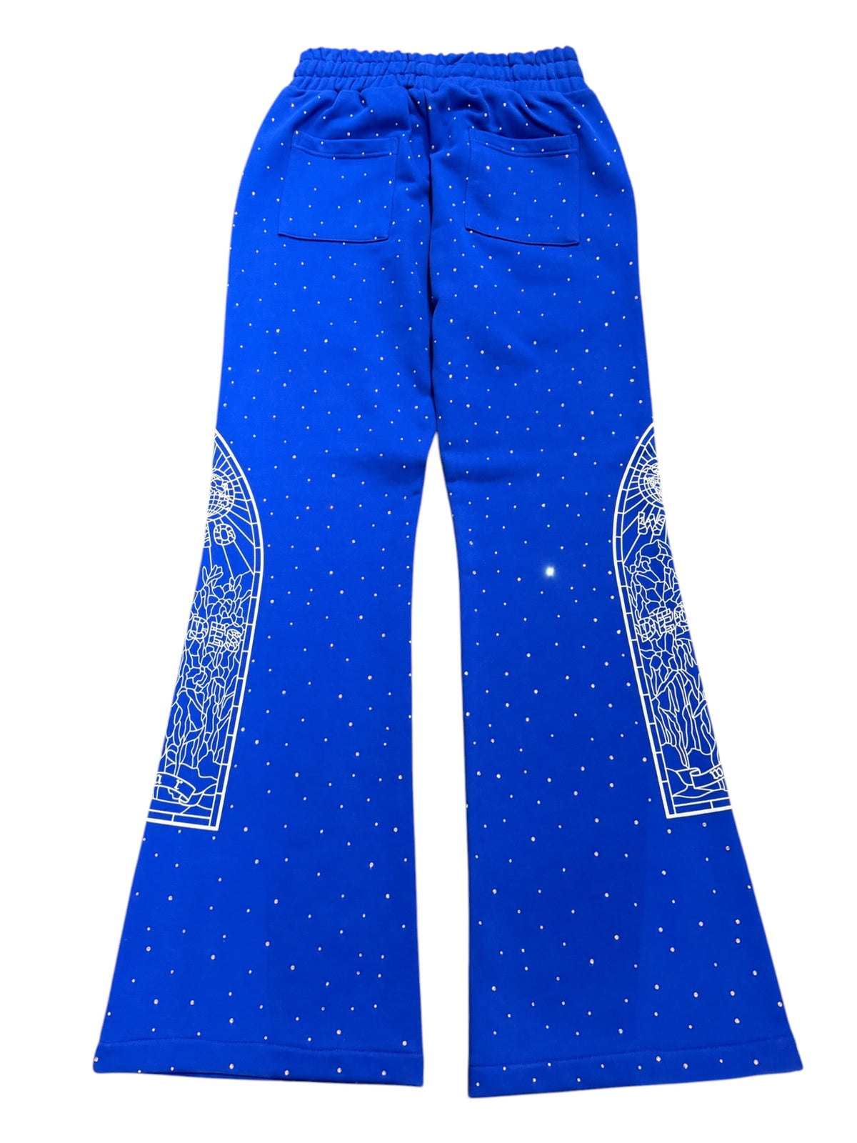 Who Decides War Rhinestone Blue Sweatpants