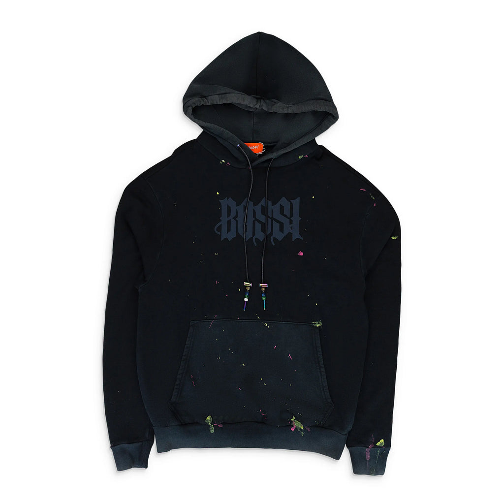 Bossi Black Logo Paint Pullover Hoodie