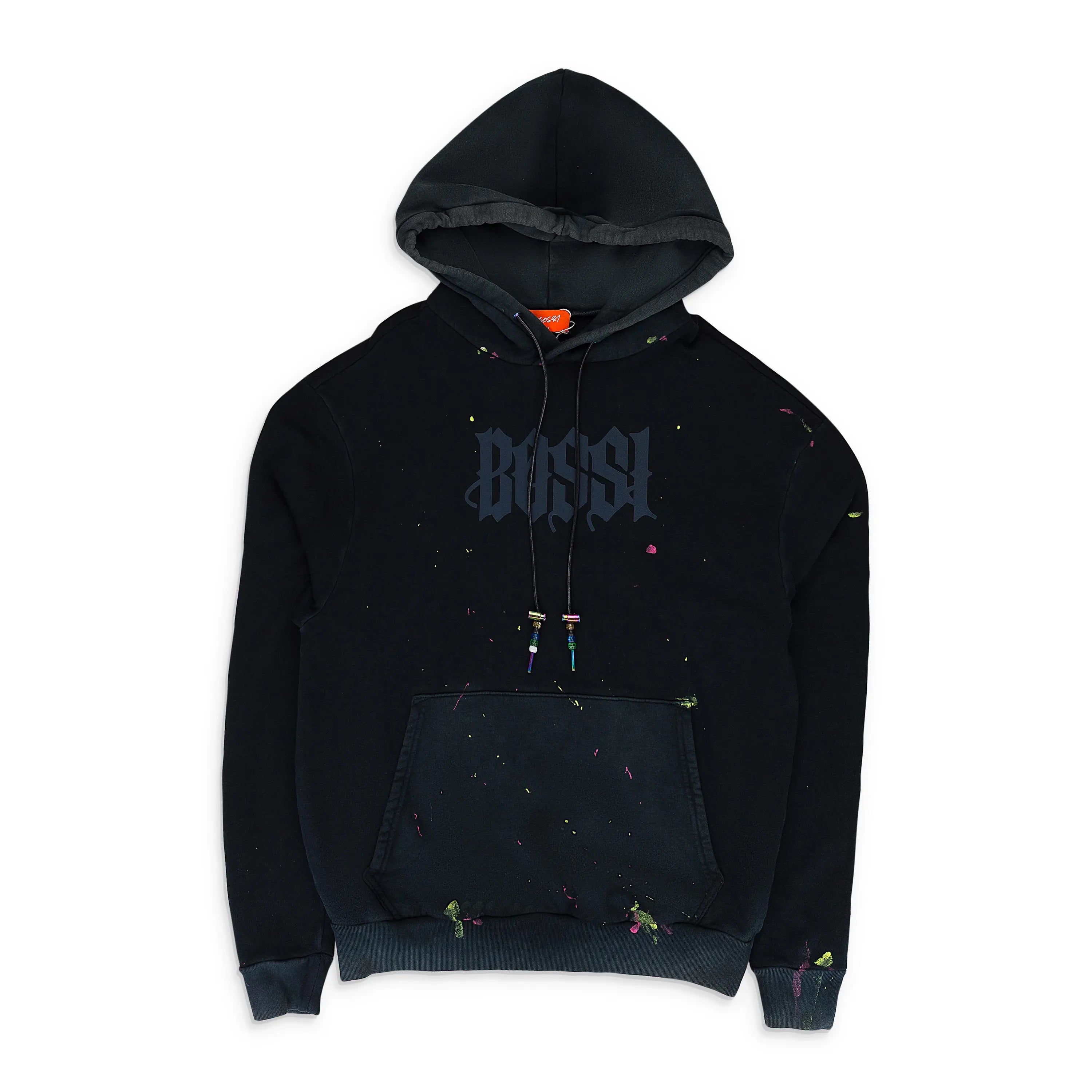 Bossi Black Logo Paint Pullover Hoodie
