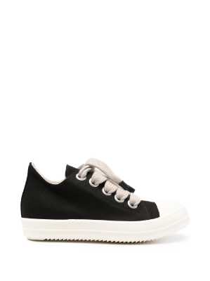 Rick Owen Drkshdw Black Canvas Low Jumbo Lace Sneaker