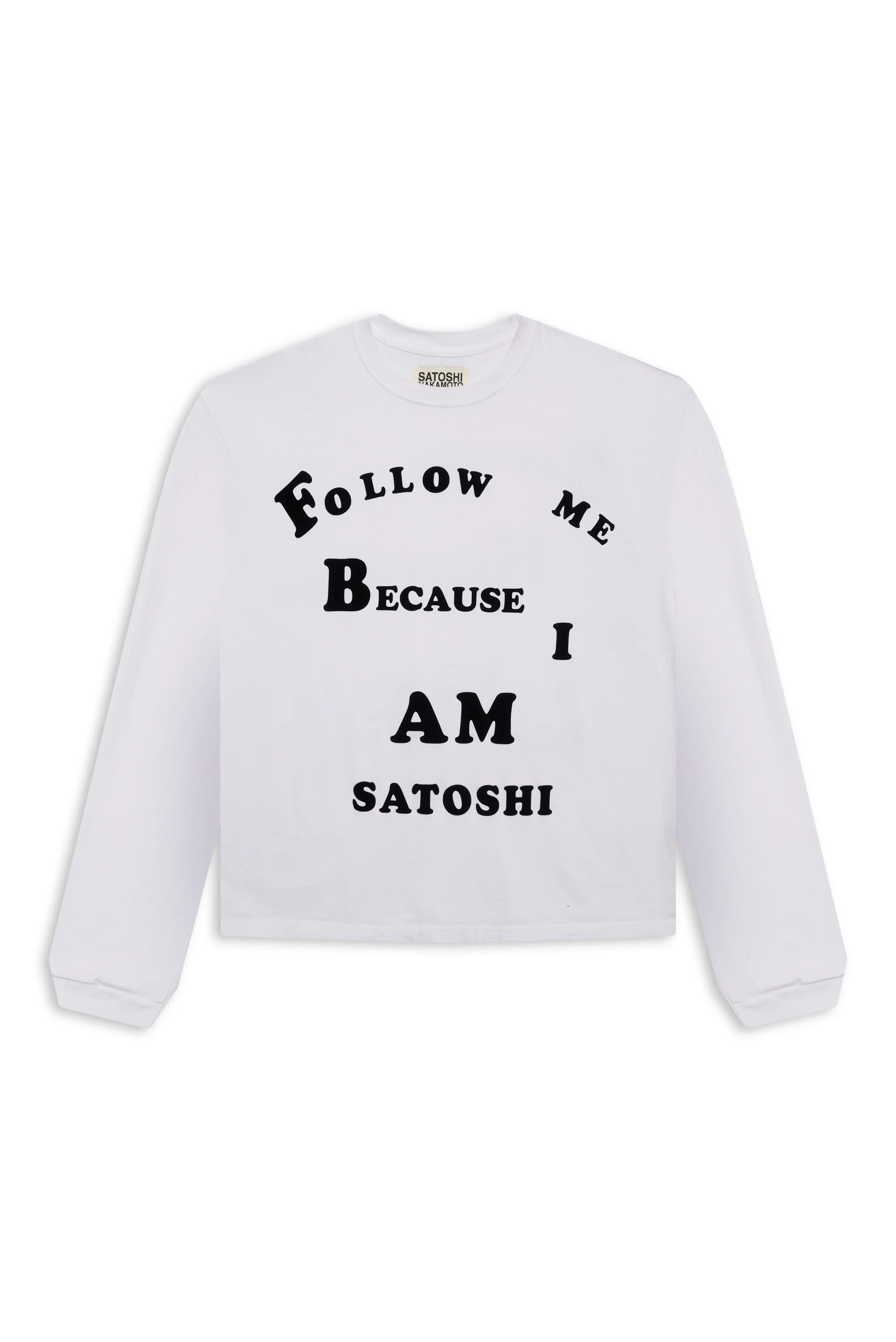 Satoshi Nakamoto Follow Me White/Black Longsleeve