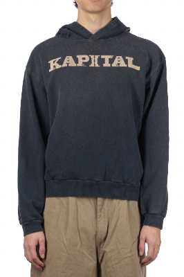 Kapital Beige Logo Black Hoodie