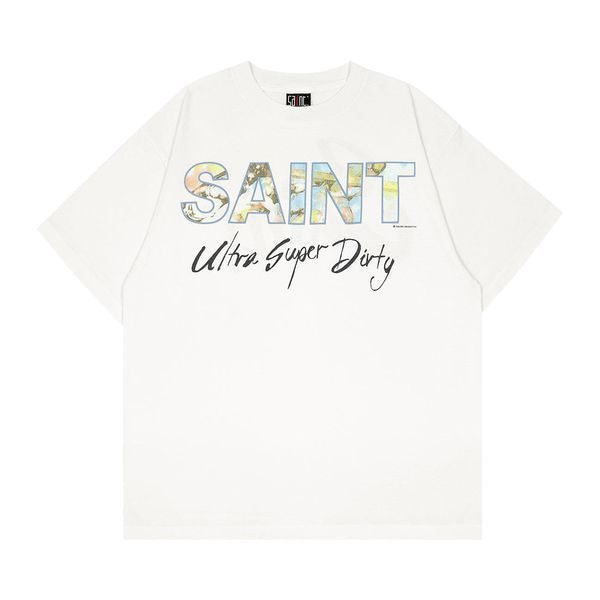 Saint Michael Short-Sleeve Super Dirty Tee in white