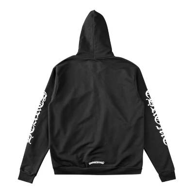 Chrome Hearts Vertical Logo Zip Up Hooded Black/White