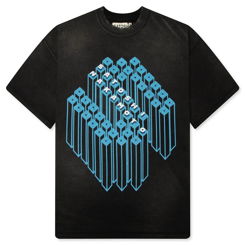 Satoshi Nakamoto Gridlock Washed Black T-Shirt