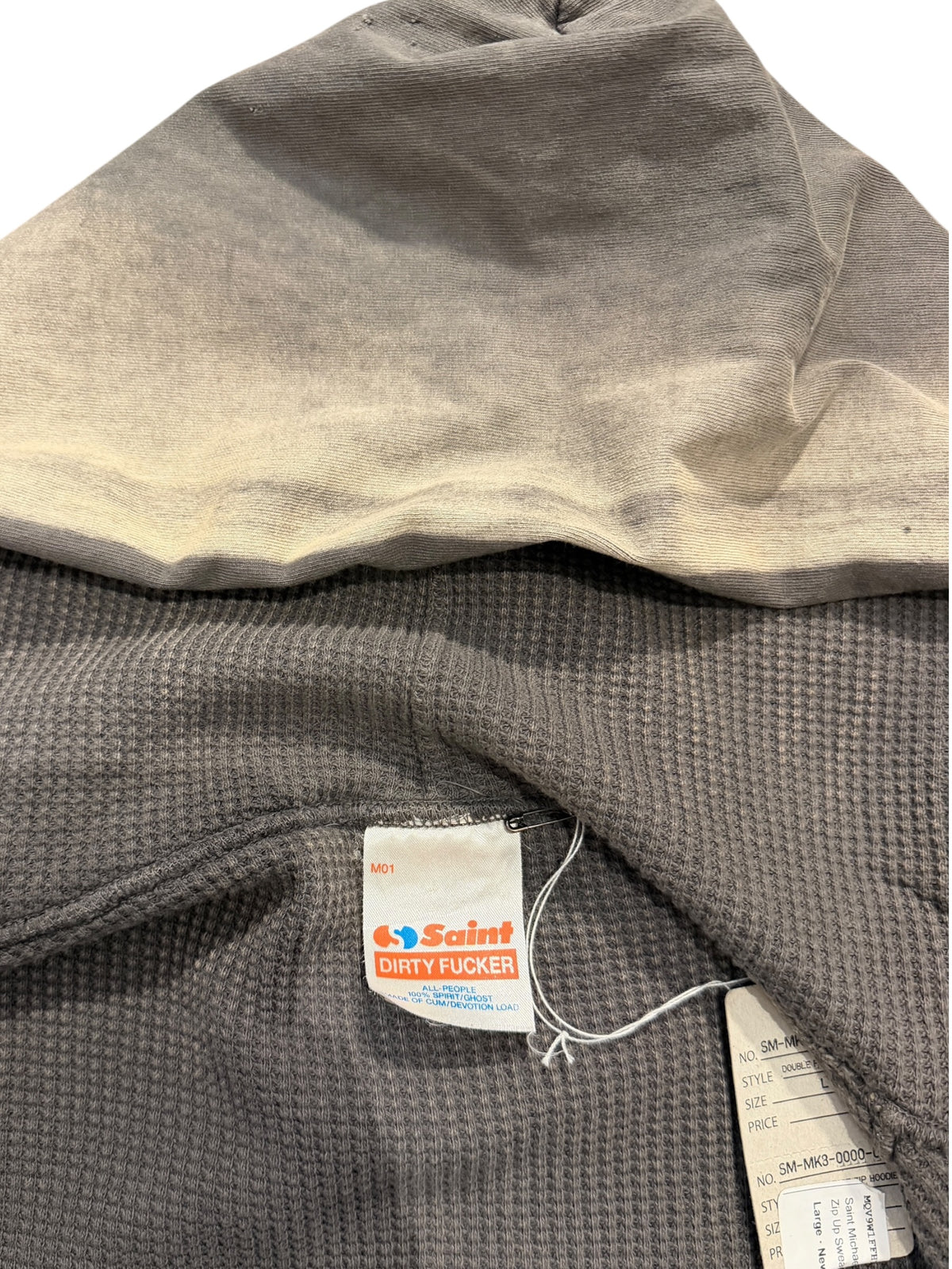 Saint Michael MX6 Distressed Grey Zip Up Sweater