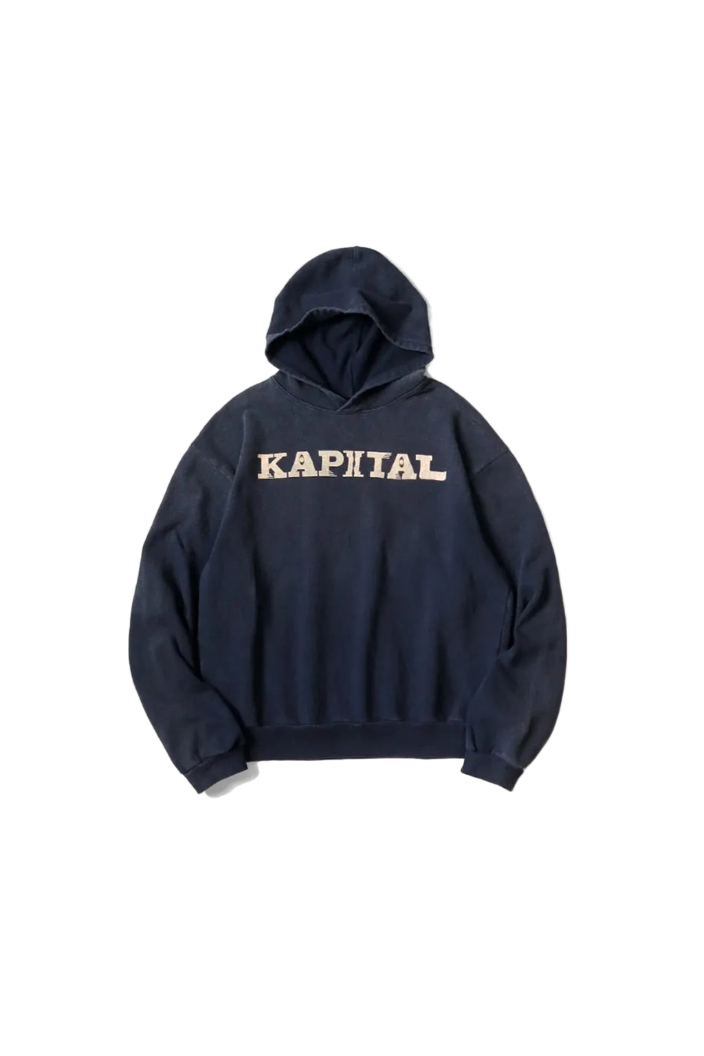 Kapital Beige Logo Navy Hoodie