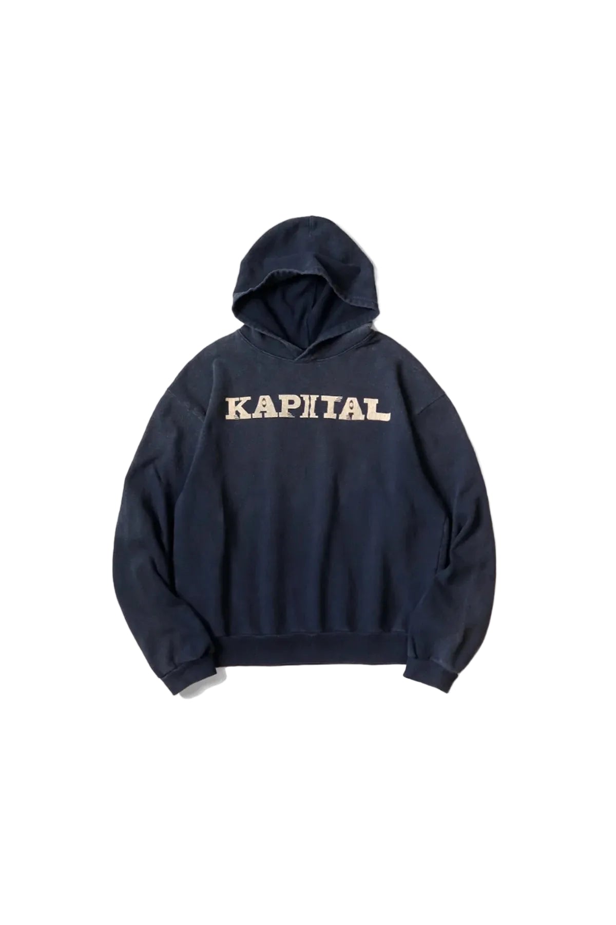 Kapital Beige Logo Navy Hoodie
