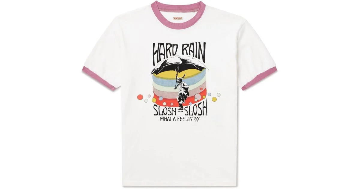 Kapital Hard Rain Sundance Ringer White T-Shirt