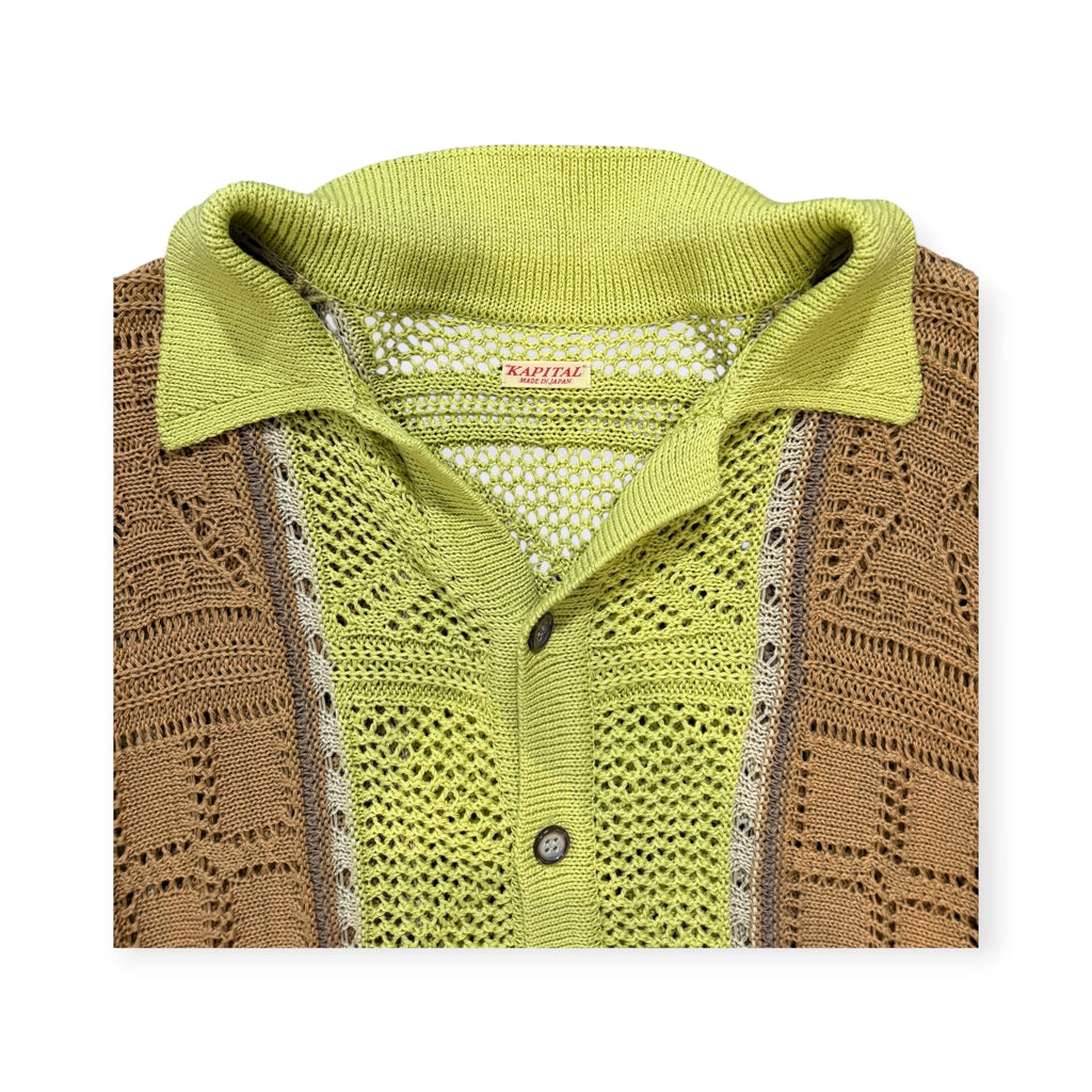 Kapital Knit Button Down Green/Brown