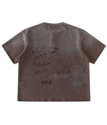 Richill Melancholy Fade Portrait Graphic Waffle Henley Brown Tee