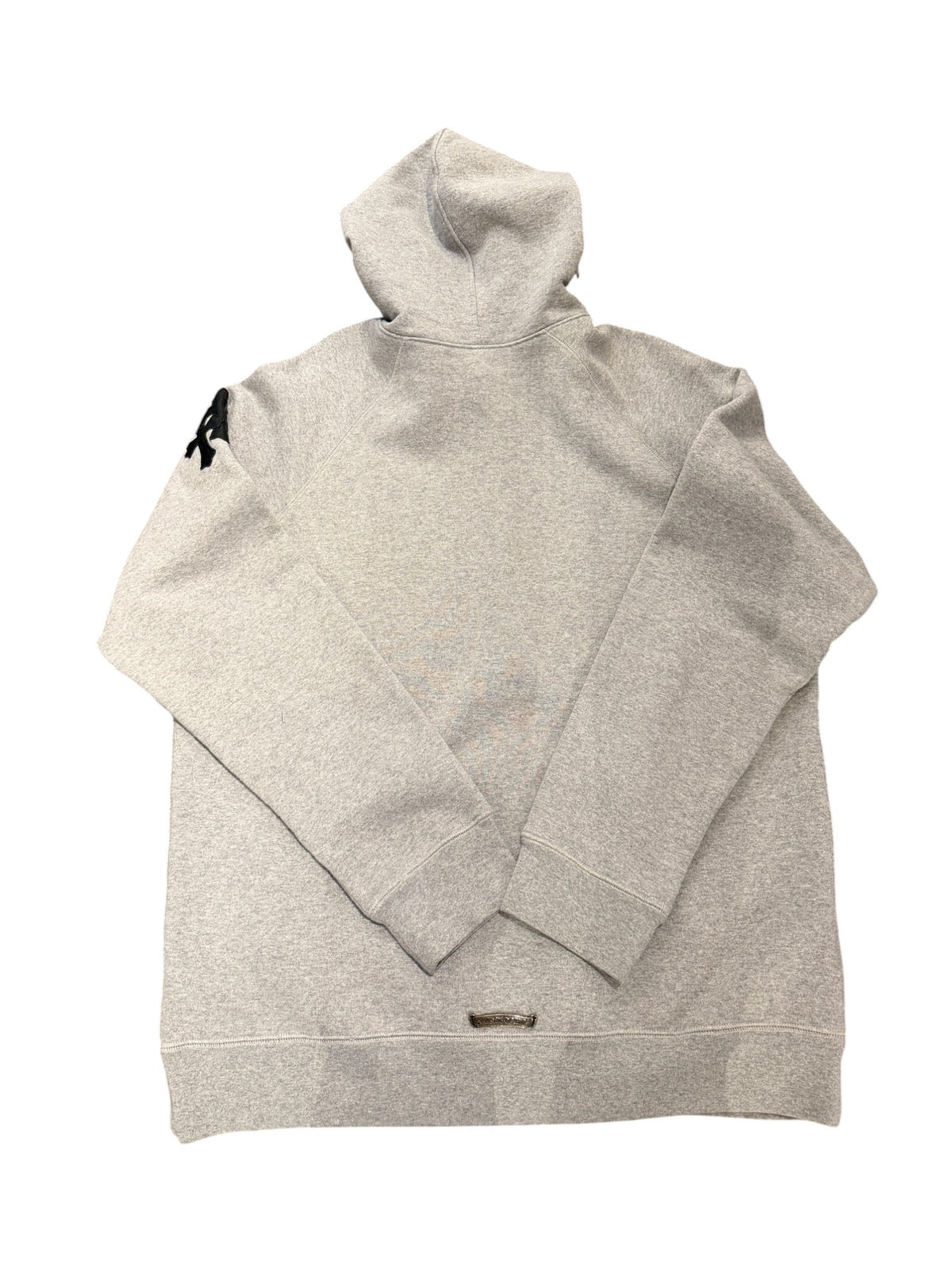 Chrome Hearts Triple Cross Leather Patch Grey Pullover Hoodie