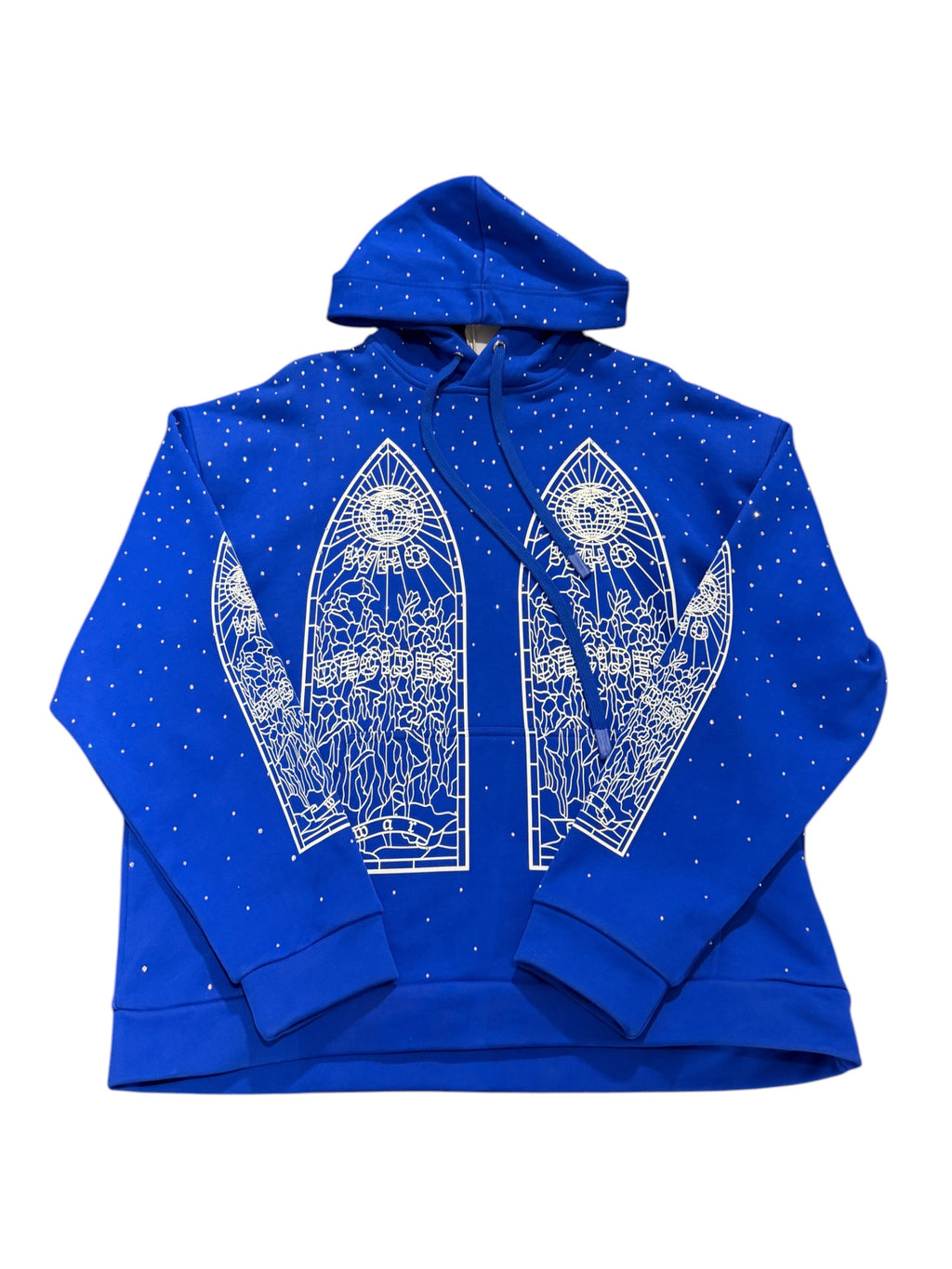 Who Decides War Rhinestone Blue Hooded Pullover