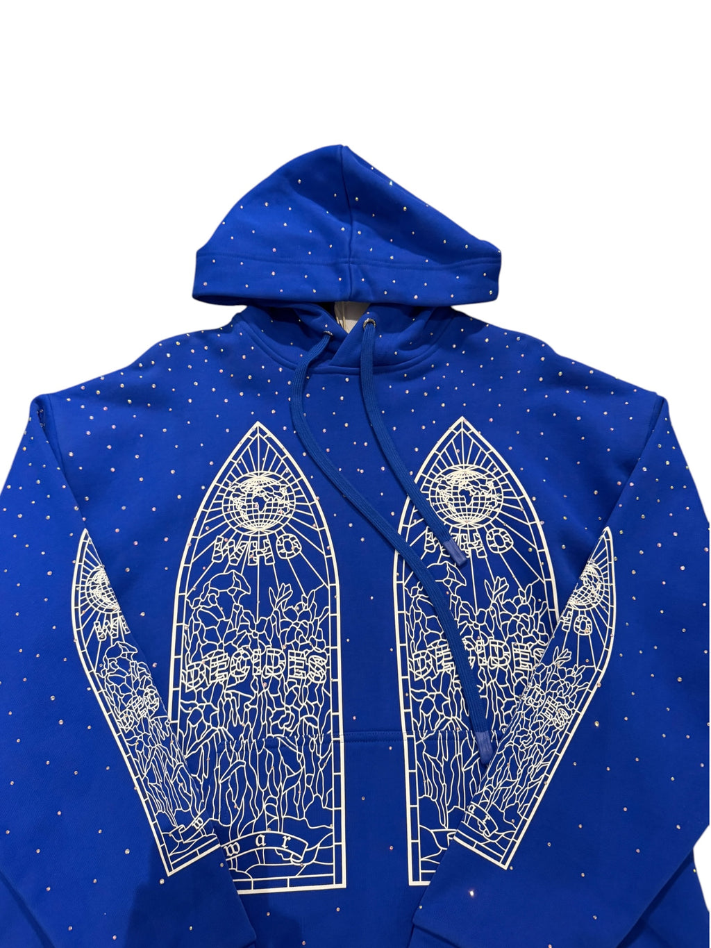 Who Decides War Rhinestone Blue Hooded Pullover