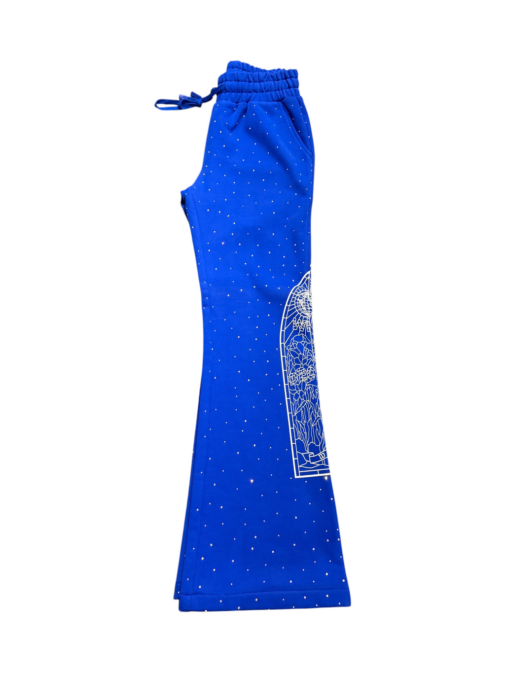Who Decides War Rhinestone Blue Sweatpants