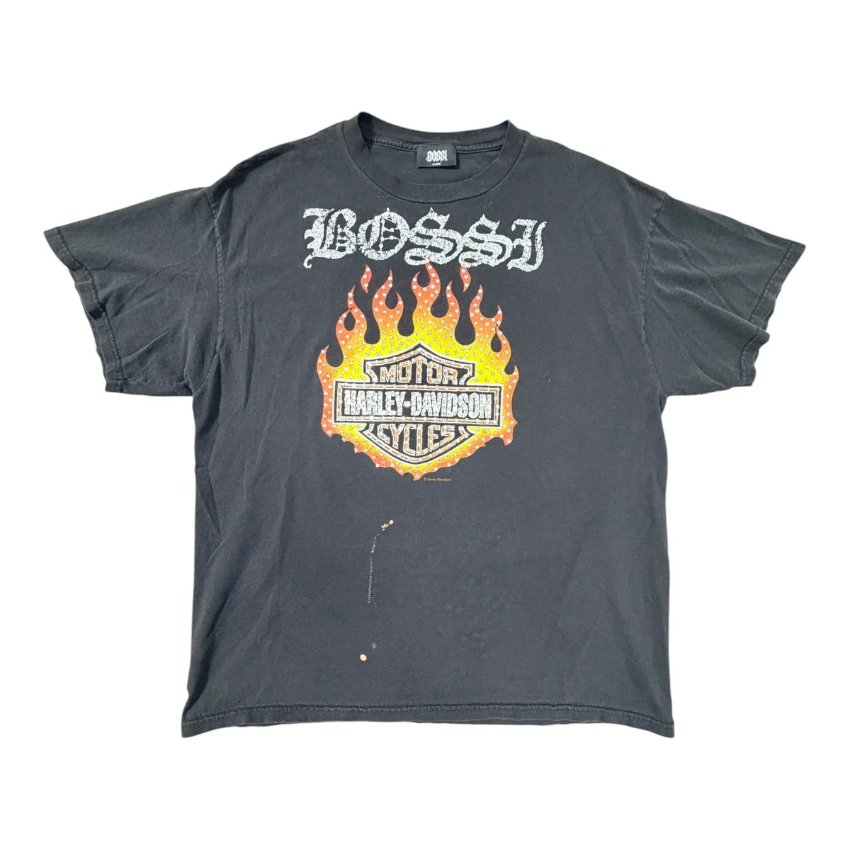 Bossi Harley Davidson Flames Rhinestone Tee
