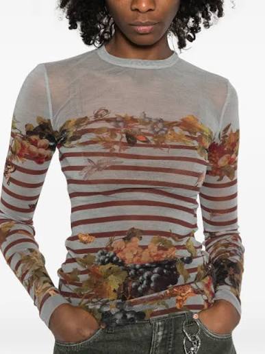 Jean Paul Gaultier Marinière Striped Grape-print Top