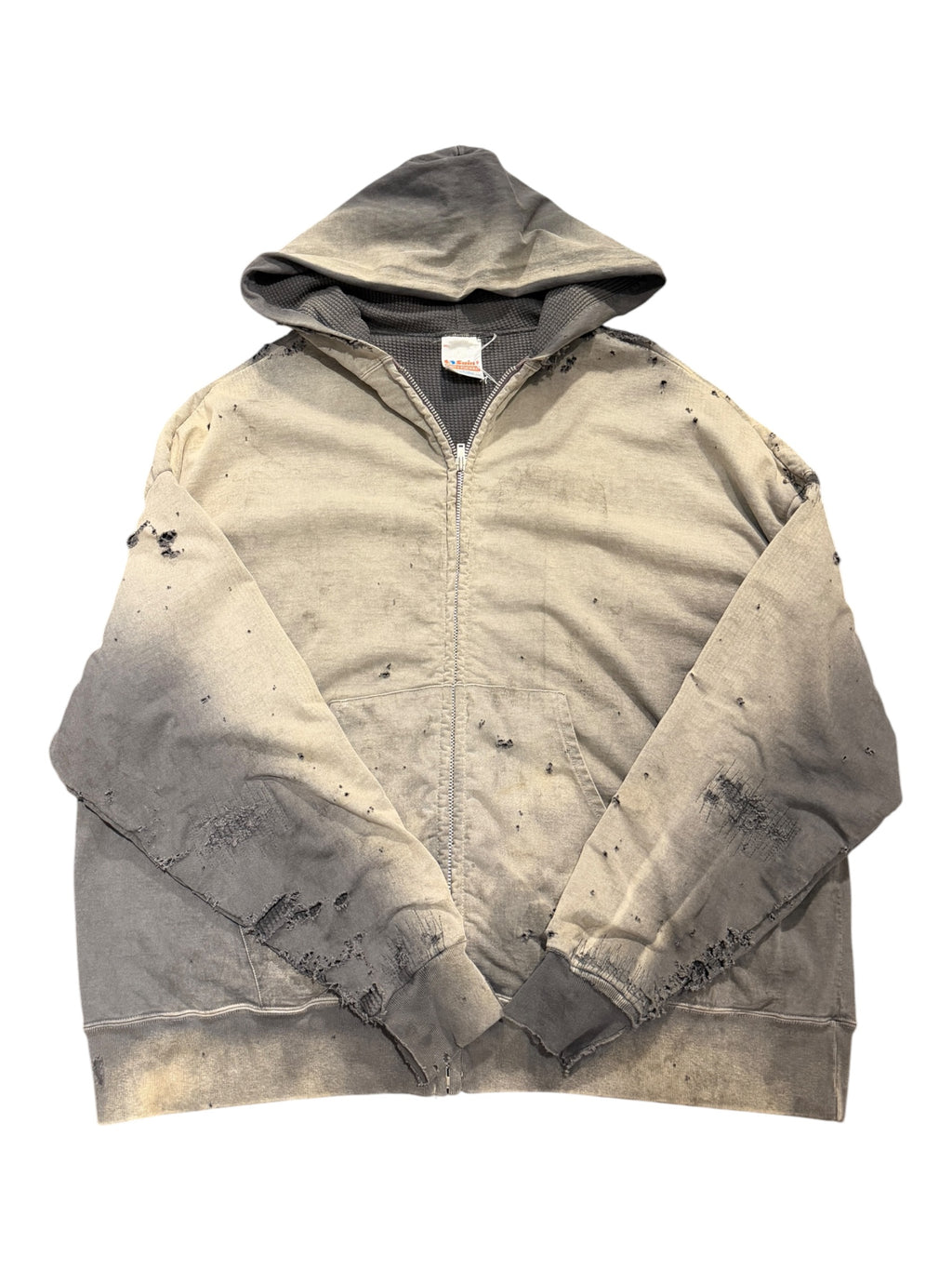 Saint Michael MX6 Distressed Grey Zip Up Sweater