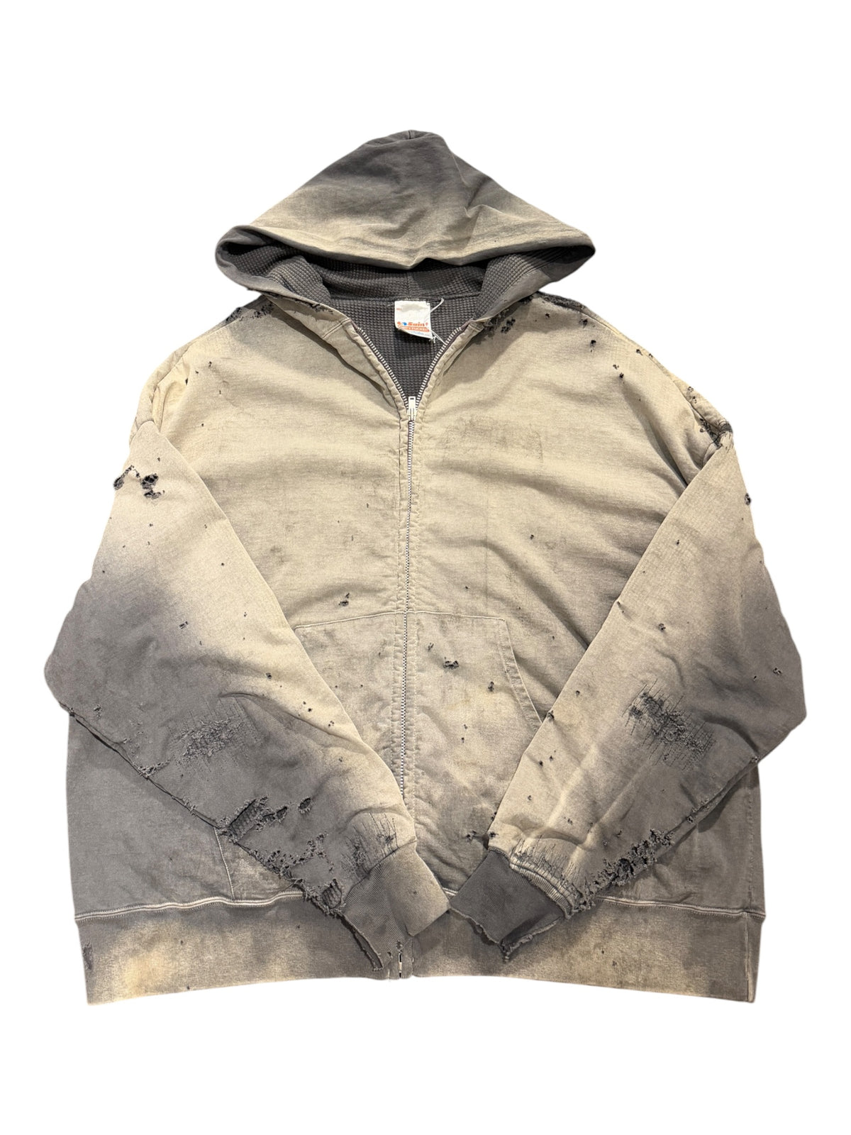 Saint Michael MX6 Distressed Grey Zip Up Sweater