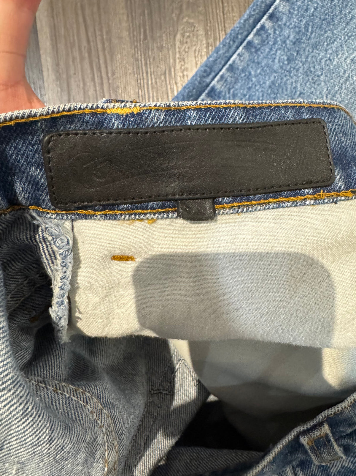 Chrome Hearts Multi Black Leather Patch Blue Denim Jeans