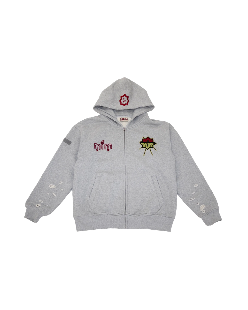 Murd333r.fm Special Ops zip-up hoodie in cotton with embroidered logos Grey
