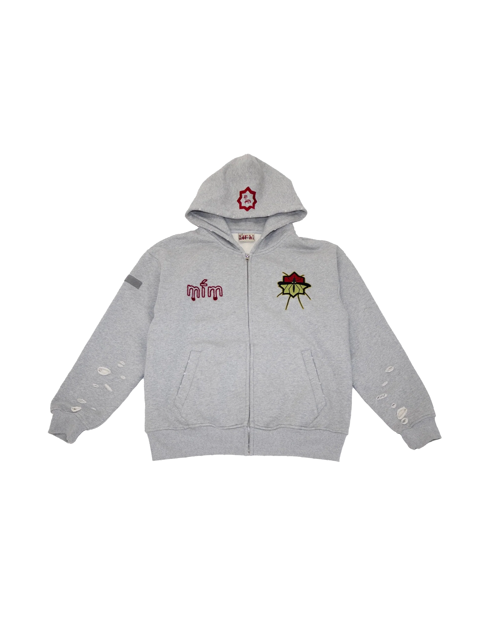 Murd333r.fm Special Ops zip-up hoodie in cotton with embroidered logos Grey