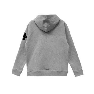 Chrome Hearts Triple Cross Leather Patch Grey Pullover Hoodie