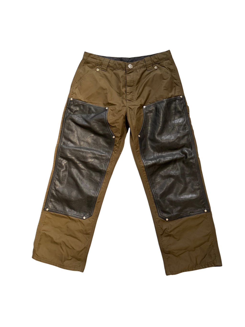 Chrome Hearts Leather Patch Brown Carpenter Pants