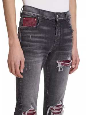Amiri MX1 Red Lurex Patch Grey Jeans