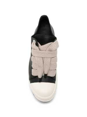 Rick Owens Black Leather Low Jumbo Lace Sneaker