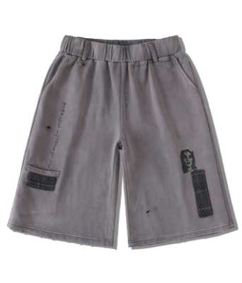 Richill Melancholy Patchwork Appliqué Graphic Washed Sweatshorts