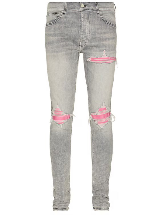 Amiri Pink Patch Grey Jeans